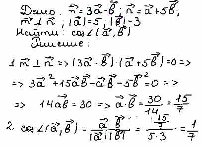 Найдите косинус угла между векторами a и b если вектор m 3a b
