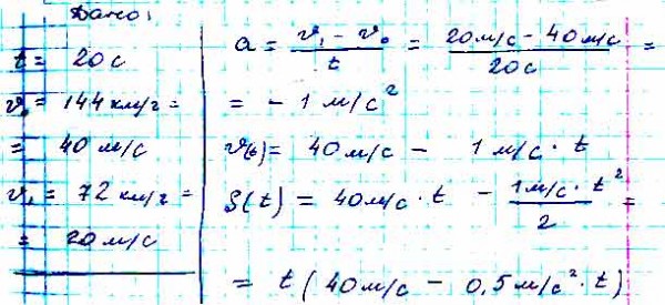 Скорость автомобиля с ускорением за 20. Скорость поезда за 20 с уменьшилась с 72 до 54 км/ч. Скорость мотоциклиста за 20 с уменьшается с 144 до 72 км/ч. Формула зависимости v(t). Скорость поезда за 20 с уменьшилась с 72 до 54 км/ч определить ускорение.